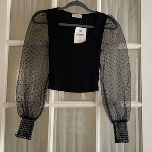 Altar’d State Sheer Puff Sleeve Knit Top